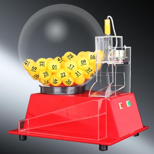 Deluxe-Auto-Bingo-Set, transparente automatische Lotterie-Zeichnungsmaschine aus Acryl mit 60/100-teiliger Kugel, zufällige Kugelauswahl, Gerechtigkeit und Fairness für Party, Spiel (Farbe: Rot, Grö von FAXIOAWA