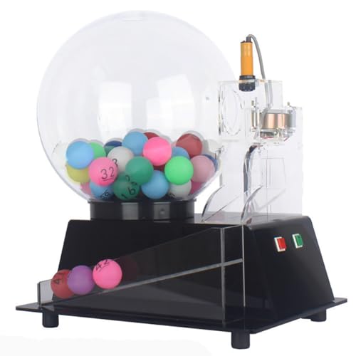 Elektrische Lotterie-Ballmaschine, automatische Lotterie-Zeichnungsmaschine, Acryl-Bingo-Käfigbälle-Set mit 60 Bällen, zufällige Ballauswahl, für Unterhaltungsstätten, Einkaufszentren B schwarz von FAXIOAWA