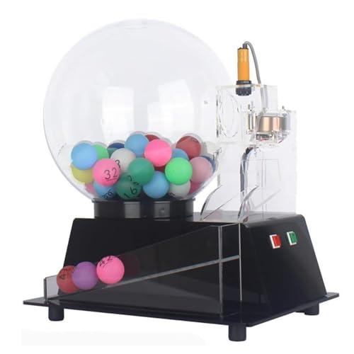 FAXIOAWA Automatische Lotterie-Zeichnungsmaschine, Acryl-Bingo-Käfigbälle-Set, mit 60 Bällen, Lucky Electric Transparent Lotterie-Ziehmaschine-Bingo-Käfig, für Unterhaltungsstätten von FAXIOAWA