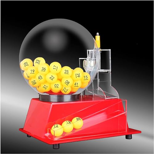FAXIOAWA Bingo-Lotterie-Party-Glücksziehungs-Spendensammler für Lotterie, Lotterie-Automaten-Ballnummernauswahl, inklusive Bingo-Käfig, rufende Bälle, ideal für große Gruppen, Partys, Rot von FAXIOAWA