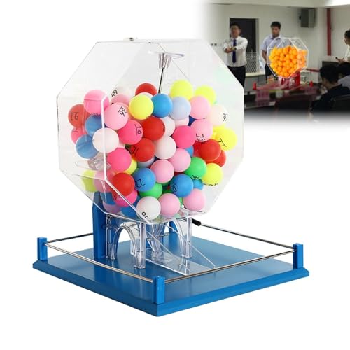 FAXIOAWA Handkurbel-Ballnummernauswahl, 100-Ball-Acryl-Lotteriemaschine, manueller Metall-Bingokäfig, Bingo-Spielset für Unterhaltungsstätten, Einkaufszentren (Farbe: B) von FAXIOAWA