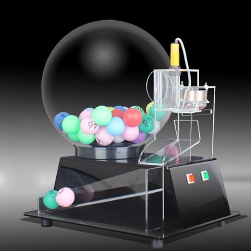 Transparente automatische Lotterie-Zeichnungsmaschine aus Acryl, elektrische Lotterie-Kugelmaschine, fasst 60/100 Kugeln, für Unterhaltungsstätten, Einkaufszentren, Supermärkte (Farbe: Schwarz, Größ von FAXIOAWA