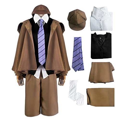 Herren Anime Ranpo Edogawa Cosplay Kostüm Komplettes Set Edogawa Ranpo Bungo Hunde Detektiv Umhang Halloween Outfits (S) von FAZA