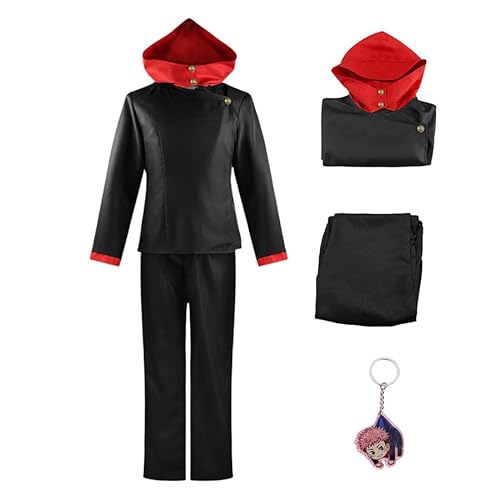 Yuuji Itadori Cosplay-Kostüm für Herren, Anime-Kostüm, Schwarz, Schuluniform, Tops, Hosen, Outfits (Schwarz, Größe XL) von FAZA