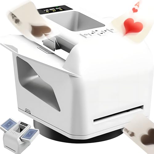 Automatischer Kartenmischer und Dealer, um 360° drehbarer Kartenmischer mit einstellbarer Dealing-Distanz und Geschwindigkeit, wiederaufladbarer 4000-mAh-Kartenspender für UNO, Texas Hold'em white von FAcoLL