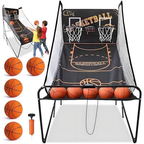 FAcoLL Klappende elektronische Bewertungsbasketball Arcade Spiel, Doppelbasketball Shooting Maschine mit 8 Spielmodi, 5 Bällen und LCD Anzeigetafel für Kinder und Erwachsene Training FAcoLL Klappende elektronische Bewertungsbasketball Arcade Spiel, Doppelbasketball Shooting Maschine mit 8 Spielmodi, 5 Bällen und LCD Anzeigetafel für Kinder und Erwachsene Training von FAcoLL