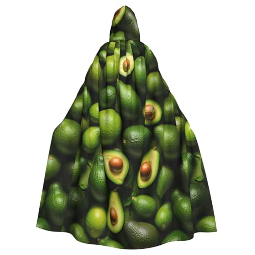FBGHHTY Avocado-Muster, Halloween-Kapuzenumhang, volle Länge, Erwachsene, Unisex, Karneval, Umhang mit für Cosplay von FBGHHTY
