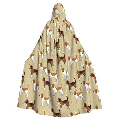 FBGHHTY Cartoon-Beagle-Hunde-Aufdruck, Halloween-Kapuzenumhang, volle Länge, Erwachsene, Unisex, Karneval, Umhang mit Cosplay von FBGHHTY