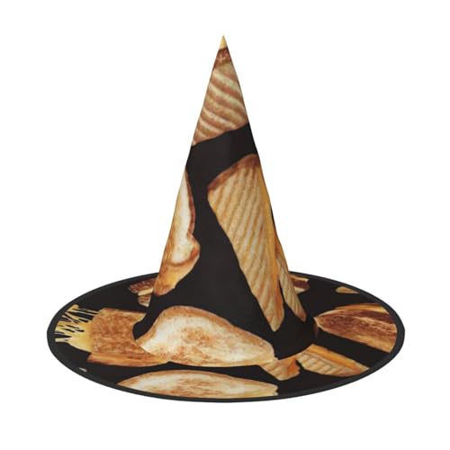 FBGHHTY Cheese Sandwiches Print Unisex Halloween Hexenhut faltbar für Karneval Maskeraden und Cosplay Events von FBGHHTY