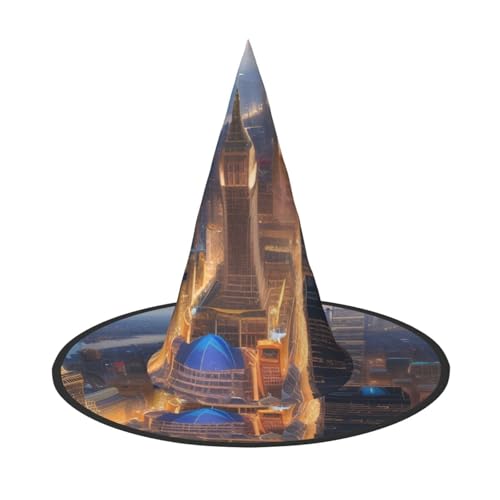 FBGHHTY City Picture Night Print Unisex Halloween Hexenhut Faltbar für Karneval Maskeraden und Cosplay Events von FBGHHTY
