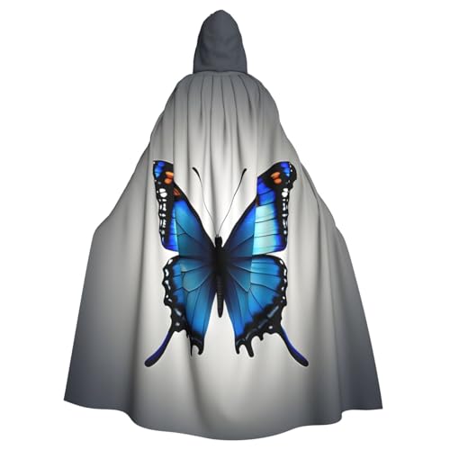 FBGHHTY Ein blauer Schmetterlings-Umhang mit Kapuze, volle Länge, Erwachsene, Unisex, Karneval, Umhang mit für Cosplay von FBGHHTY