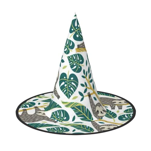 FBGHHTY Entzückender Faultier-Druck, Unisex, Halloween, Hexenhut, faltbar, für Karneval, Maskeraden und Cosplay-Events von FBGHHTY
