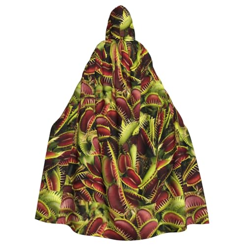 FBGHHTY Faschings-Umhang mit Kapuze und fleischfressender Pflanzendruck, volle Länge, Unisex, für Erwachsene von FBGHHTY