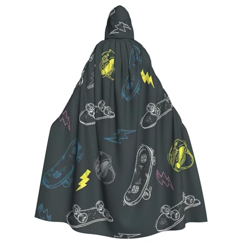 FBGHHTY Graffiti-Skateboard-Druck, Halloween-Kapuzenumhang, volle Länge, Erwachsene, Unisex, Karneval, Umhang mit für Cosplay FBGHHTY Graffiti-Skateboard-Druck, Halloween-Kapuzenumhang, volle Länge, Erwachsene, Unisex, Karneval, Umhang mit für Cosplay von FBGHHTY