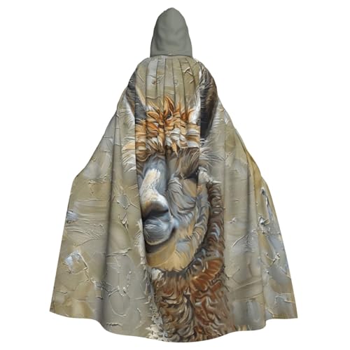 FBGHHTY Halloween-Kapuzenumhang mit Alpaka-Lama-Druck, volle Länge, Erwachsene, Unisex, Karneval, Umhang mit für Cosplay von FBGHHTY