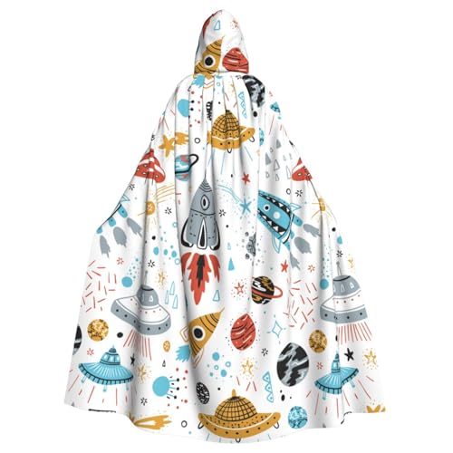 FBGHHTY Halloween-Kapuzenumhang mit Cartoon-Raketen-Druck, volle Länge, Unisex, für Erwachsene von FBGHHTY