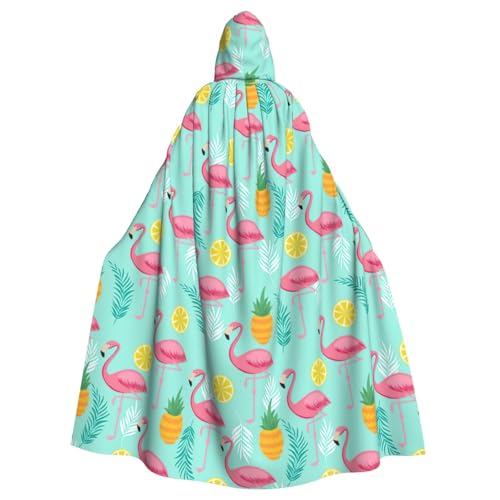 FBGHHTY Halloween-Kapuzenumhang mit Flamingo-Druck, volle Länge, Erwachsene, Unisex, Karneval, Umhang mit für Cosplay von FBGHHTY