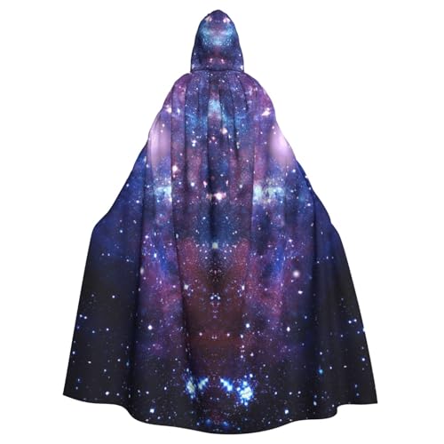 FBGHHTY Halloween-Kapuzenumhang mit Galaxie-Druck, volle Länge, Unisex, für Erwachsene, Karneval, Cosplay, Blau und Lila von FBGHHTY