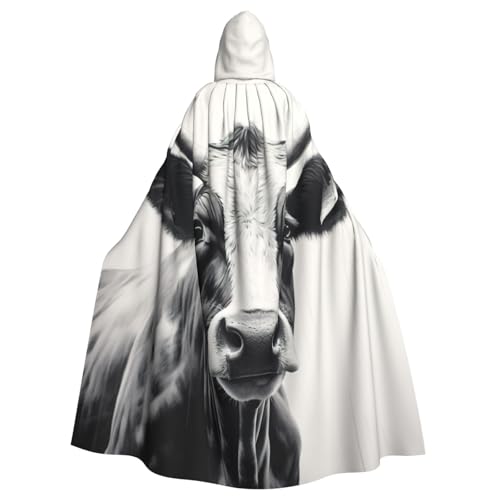 FBGHHTY Halloween-Kapuzenumhang mit Kuh in Schwarz-Weiß-Druck, volle Länge, Erwachsene, Unisex, Karneval, Umhang mit für Cosplay FBGHHTY Halloween-Kapuzenumhang mit Kuh in Schwarz-Weiß-Druck, volle Länge, Erwachsene, Unisex, Karneval, Umhang mit für Cosplay von FBGHHTY
