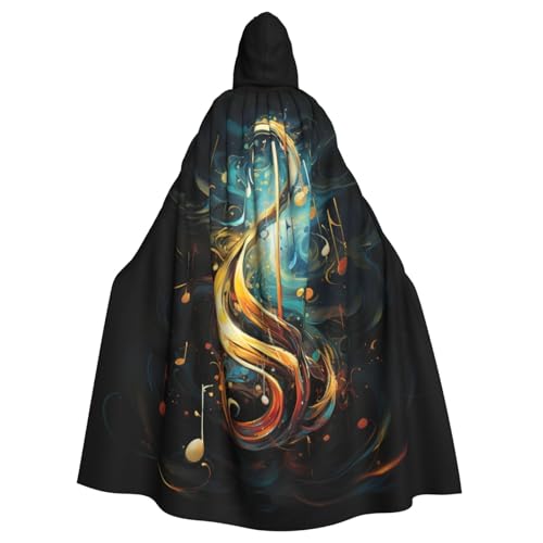FBGHHTY Halloween-Kapuzenumhang mit Musik-Symbol-Druck, volle Länge, Unisex, für Erwachsene von FBGHHTY