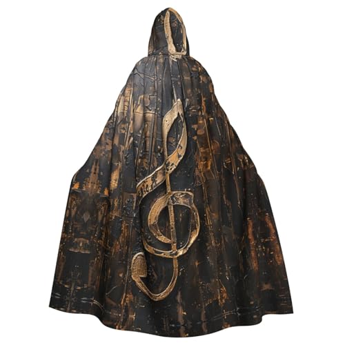FBGHHTY Halloween-Kapuzenumhang mit Musik-Symbol-Druck, volle Länge, Unisex, für Erwachsene von FBGHHTY