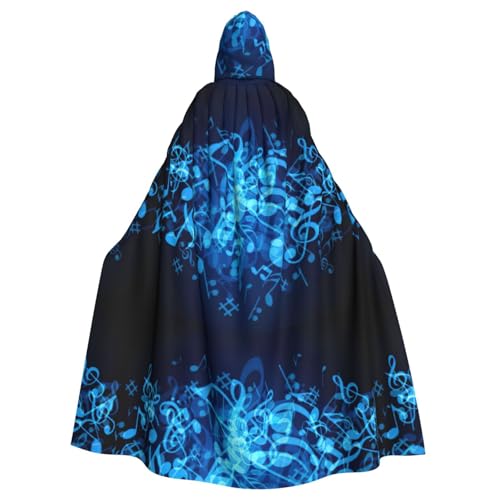 FBGHHTY Halloween-Kapuzenumhang mit Musiknoten-Aufdruck, volle Länge, Erwachsene, Unisex, Karneval, Umhang mit für Cosplay von FBGHHTY