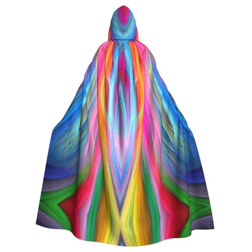 FBGHHTY Halloween-Kapuzenumhang mit Regenbogen-Ozean-Druck, volle Länge, Erwachsene, Unisex, Karneval, Umhang mit für Cosplay von FBGHHTY