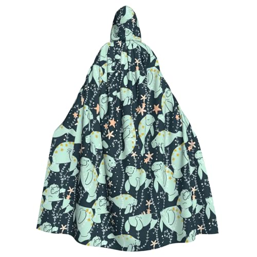 FBGHHTY Halloween-Kapuzenumhang mit Seekuh, Tiere, Kalbdruck, volle Länge, Erwachsene, Unisex, Karneval, Umhang mit für Cosplay von FBGHHTY