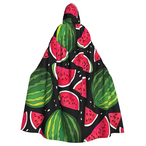 FBGHHTY Halloween-Kapuzenumhang mit Wassermelonen-Druck, volle Länge, Erwachsene, Unisex, Karneval, Umhang mit für Cosplay von FBGHHTY