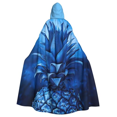 FBGHHTY Halloween-Kapuzenumhang mit blauem Ananas-Druck, volle Länge, Erwachsene, Unisex, Karneval, Umhang mit für Cosplay von FBGHHTY