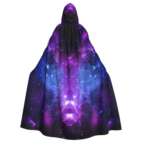FBGHHTY Halloween-Kapuzenumhang mit blauem Galaxie-Druck, volle Länge, Erwachsene, Unisex, Karnevals-Umhang mit für Cosplay von FBGHHTY