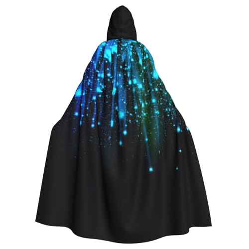 FBGHHTY Halloween-Kapuzenumhang mit blauem Linienaufdruck, volle Länge, Unisex, für Erwachsene von FBGHHTY