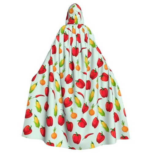 FBGHHTY Halloween-Kapuzenumhang mit pflanzlichem Mais-Druck, volle Länge, Erwachsene, Unisex, Karneval, Umhang mit für Cosplay von FBGHHTY