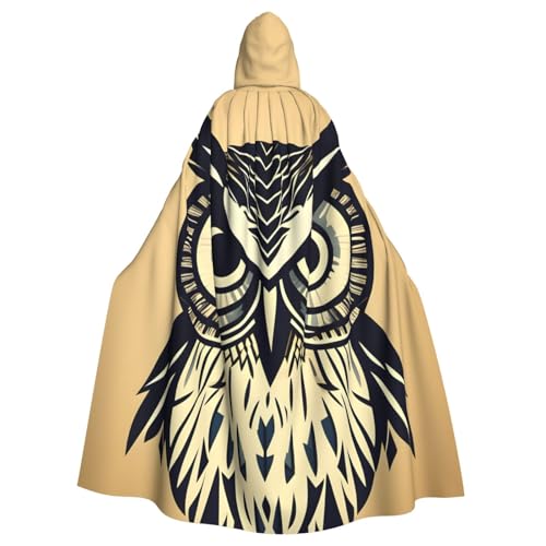 FBGHHTY Halloween-Kapuzenumhang mit süßem Eulen-Druck, volle Länge, Unisex, für Erwachsene von FBGHHTY