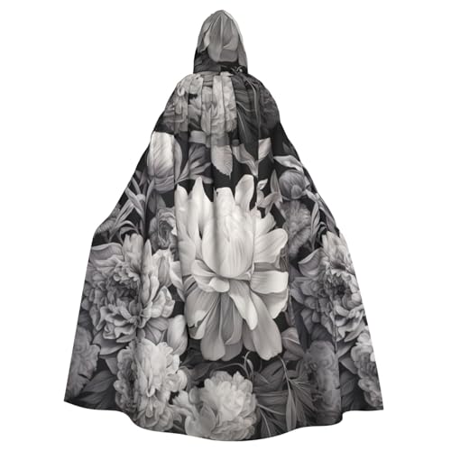 FBGHHTY Halloween-Umhang mit Kapuze und Blumenmuster, für Erwachsene, Unisex, für Cosplay von FBGHHTY