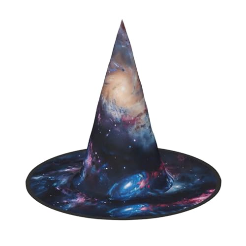 FBGHHTY Hexenhut mit Galaxie-Druck, Unisex, Halloween, faltbar, für Karneval, Maskeraden und Cosplay-Events von FBGHHTY
