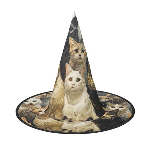 FBGHHTY Hexenhut mit Katzendruck, Unisex, Halloween, faltbar, für Karneval, Maskeraden und Cosplay-Events FBGHHTY Hexenhut mit Katzendruck, Unisex, Halloween, faltbar, für Karneval, Maskeraden und Cosplay-Events von FBGHHTY