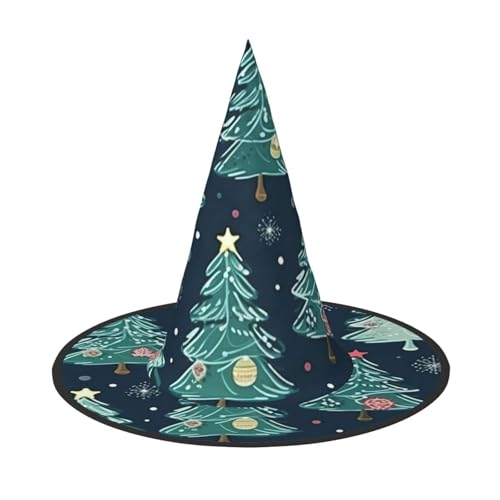 FBGHHTY Hexenhut mit Weihnachtsbaumkugeln, Sternen, Unisex, Halloween, faltbar, für Karneval, Maskeraden und Cosplay-Events von FBGHHTY