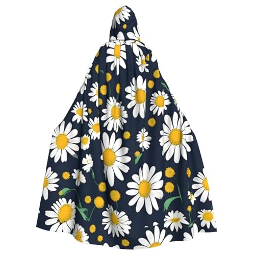 FBGHHTY Kapuzenumhang mit Blumenmuster und Gänseblümchenmuster, volle Länge, Unisex, für Erwachsene von FBGHHTY