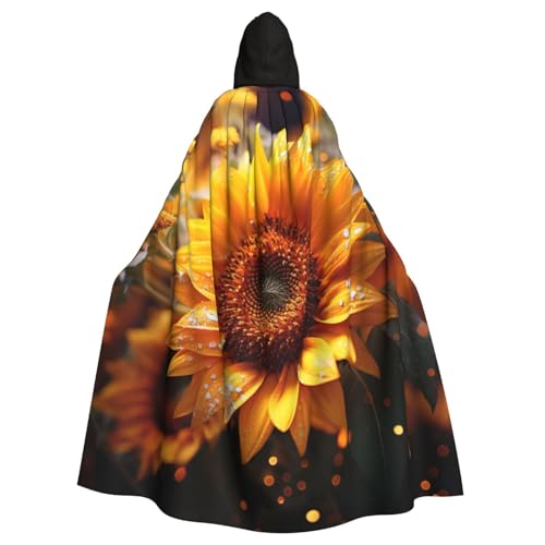 FBGHHTY Kapuzenumhang mit Sonnenblumen-Aufdruck, Halloween, volle Länge, Erwachsene, Unisex, Karneval, Umhang mit für Cosplay von FBGHHTY