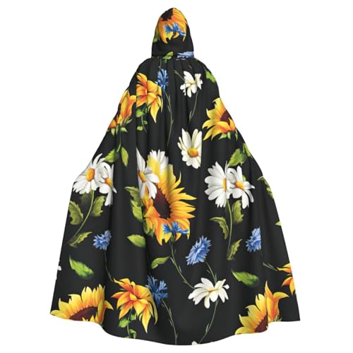 FBGHHTY Kapuzenumhang mit Sonnenblumen-Motiv, Kamillen-Druck, volle Länge, Erwachsene, Unisex, für Cosplay von FBGHHTY