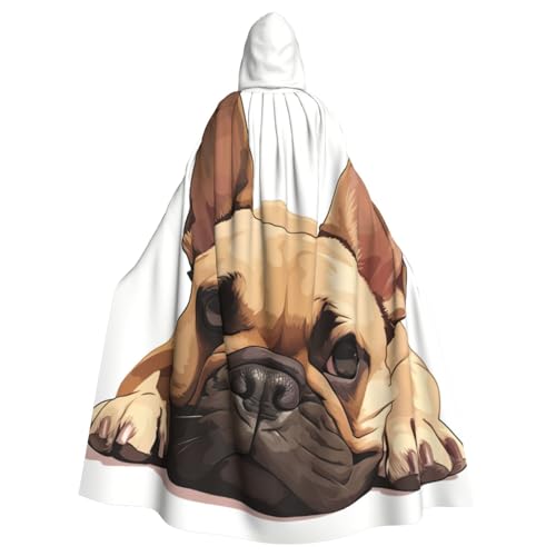 FBGHHTY Kapuzenumhang mit Tiermotiv, französische Bulldogge, Halloween, volle Länge, Erwachsene, Unisex, für Cosplay von FBGHHTY