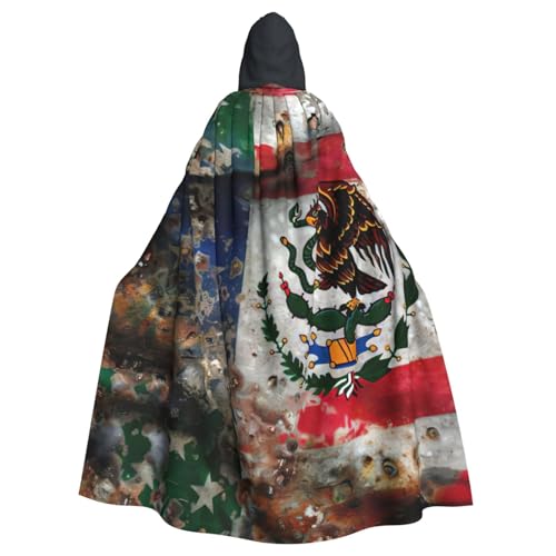 FBGHHTY Kapuzenumhang mit mexikanischer amerikanischer Flagge, voller Länge, Unisex, für Erwachsene von FBGHHTY