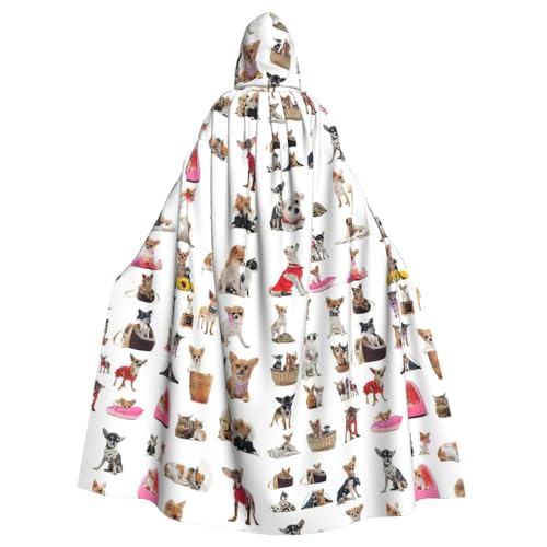 FBGHHTY Kapuzenumhang mit niedlichem Chihuahua-Mopsmuster, für Halloween, Erwachsene, Unisex, für Cosplay FBGHHTY Kapuzenumhang mit niedlichem Chihuahua-Mopsmuster, für Halloween, Erwachsene, Unisex, für Cosplay von FBGHHTY
