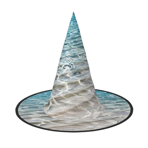 FBGHHTY Klarer Meerwasser-Druck, Unisex, Halloween, Hexenhut, faltbar, für Karneval, Maskeraden und Cosplay-Events von FBGHHTY