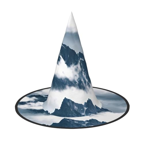 FBGHHTY Landschaft mit Bergen und Wolken Druck Unisex Halloween Hexenhut Faltbar für Karneval Maskeraden und Cosplay Events von FBGHHTY