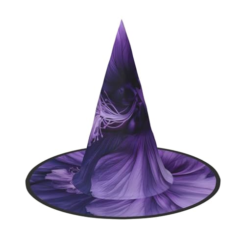 FBGHHTY Lila Druck Unisex Halloween Hexenhut faltbar für Karneval Maskeraden und Cosplay Events von FBGHHTY