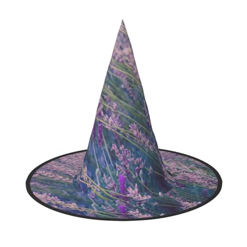 FBGHHTY Lila Lavendel Felddruck Unisex Halloween Hexenhut faltbar für Karneval Maskeraden und Cosplay Events von FBGHHTY