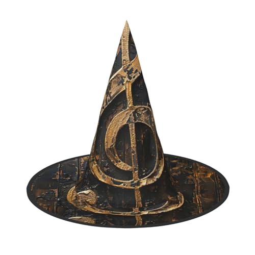 FBGHHTY Musik-Symbol-Druck, Unisex, Halloween, Hexenhut, faltbar, für Karneval, Maskeraden und Cosplay-Events von FBGHHTY
