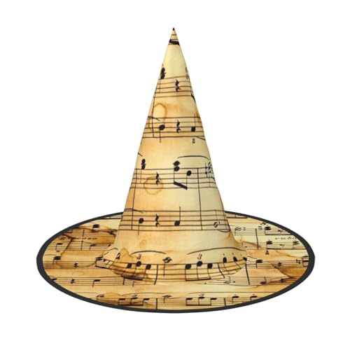 FBGHHTY Musiknoten-Druck, Unisex, Halloween, Hexenhut, faltbar, für Karneval, Maskeraden und Cosplay-Events von FBGHHTY